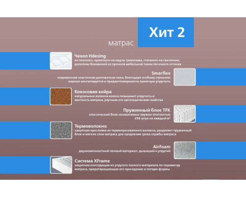 Матрас ортопедический Вегас Хит 2 140х200 - купить в Озерце