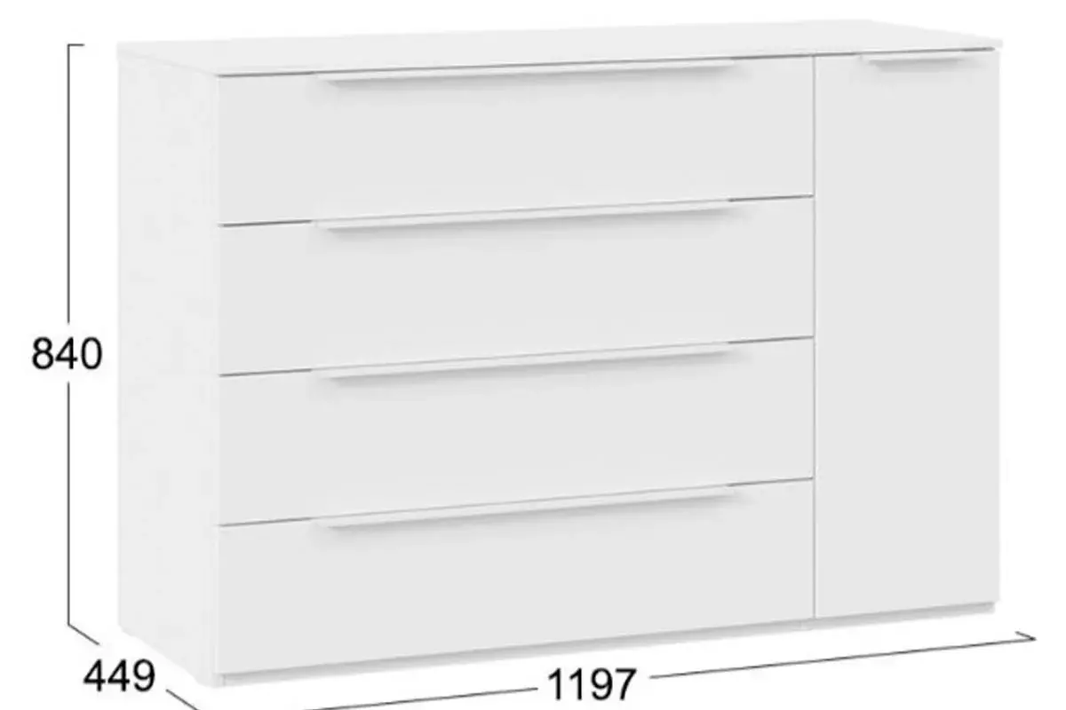 Комод комбинированный Порто ТД-393.04.02 (Белый жемчуг/Белый софт) — Мебель-центр Озерцо