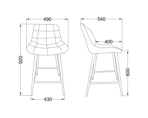 Полубарный стул Линкс, черный велюр G062-50 / черный - купить в Озерце
