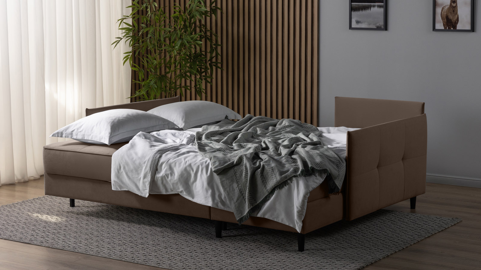 Диван Amani Pro угловой с узкими подлокотниками, ножки: пластик, Тк. Sky Velvet 02 156x217 — купить в Озерце