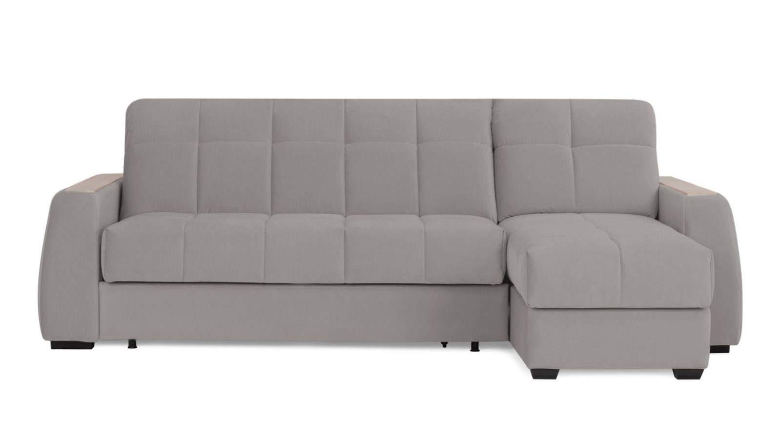 Диван угловой Domo Pro с накладкой цвета ясень, стежка квадрат, ткань Casanova Grey 160x216 — купить в Озерце