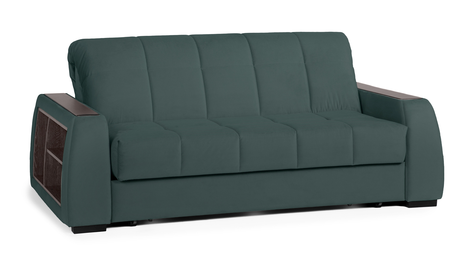 Диван - кровать Domo Pro с полками цвета венге, стежка квадрат, ткань Casanova Seawave 140x216 — в мебель-центре Озерцо