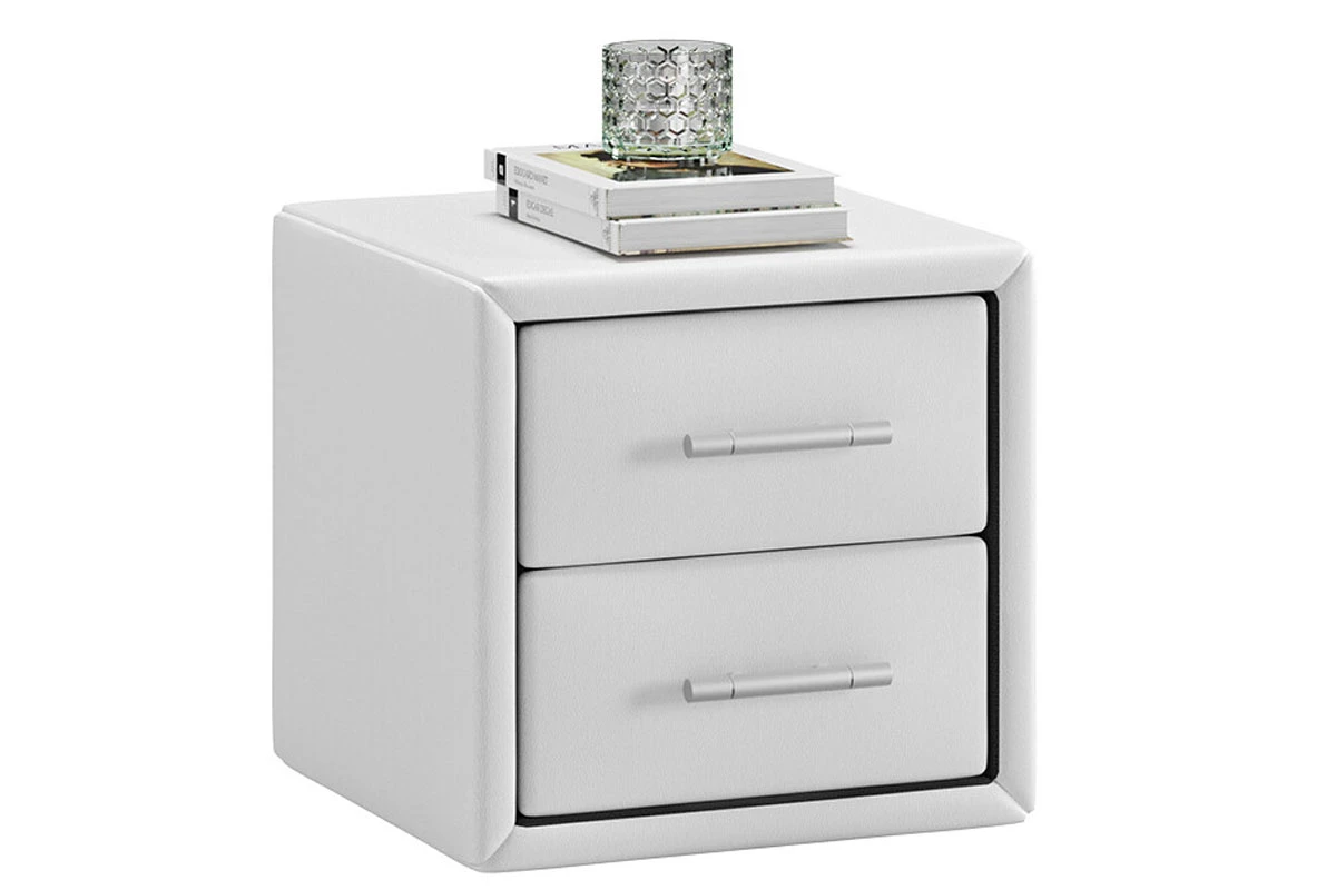 Тумба прикроватная с мягкой обивкой Элис Тип 1 (Белый) — Мебель-центр Озерцо