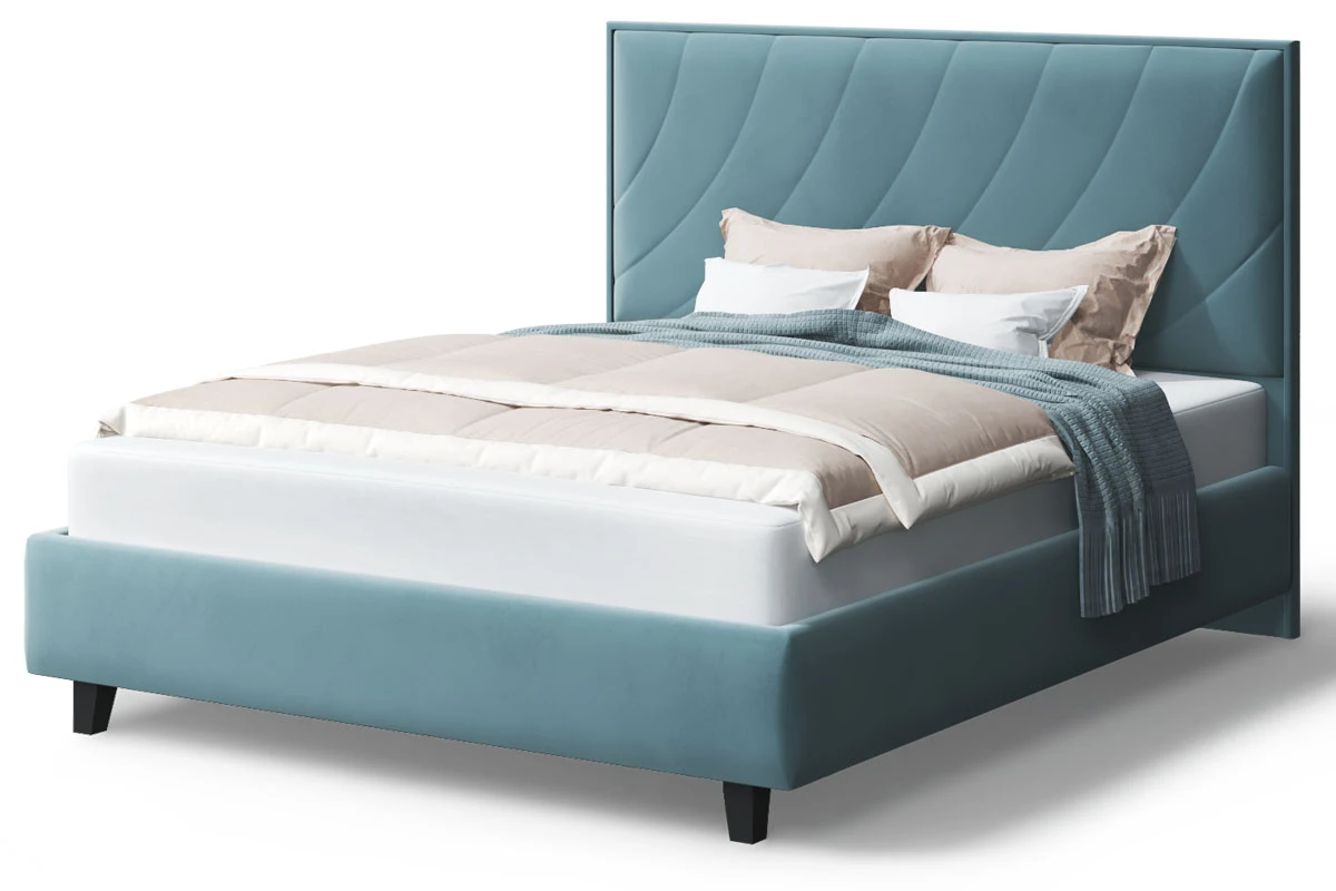 Кровать на опоре София с ПМ и бельев. ящ 140х200 (Нео 22/Бирюза) - купить в Озерце
