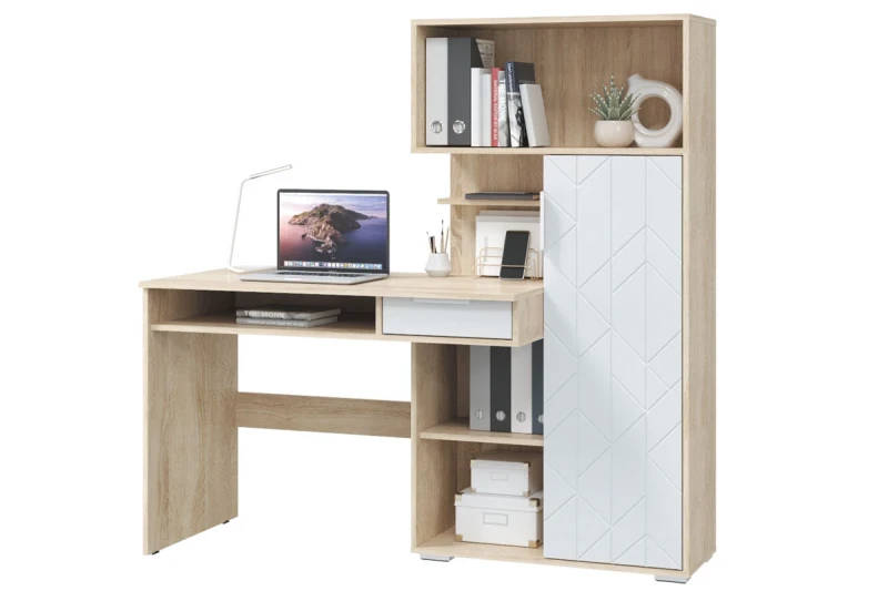 Стол компьютерный Бэйсик (Дуб сонома св/Белый) — Мебель-центр Озерцо