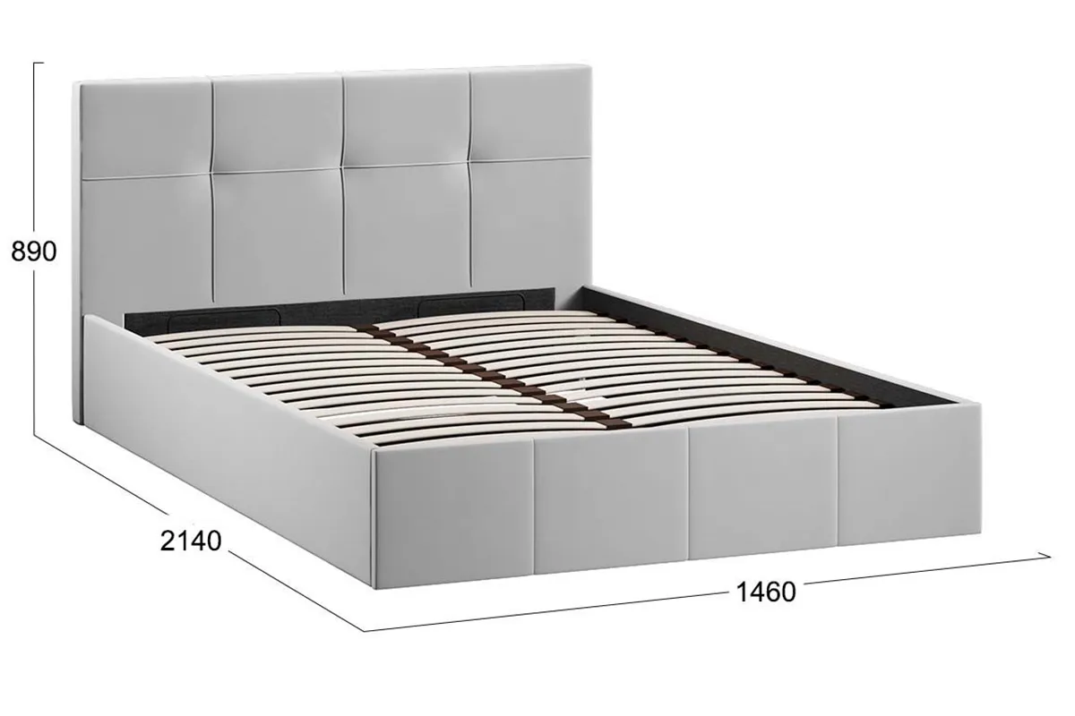 Кровать Лора с ПМ и заглушиной 140х200 (Велюр/Confetti Silver) - купить в Озерце