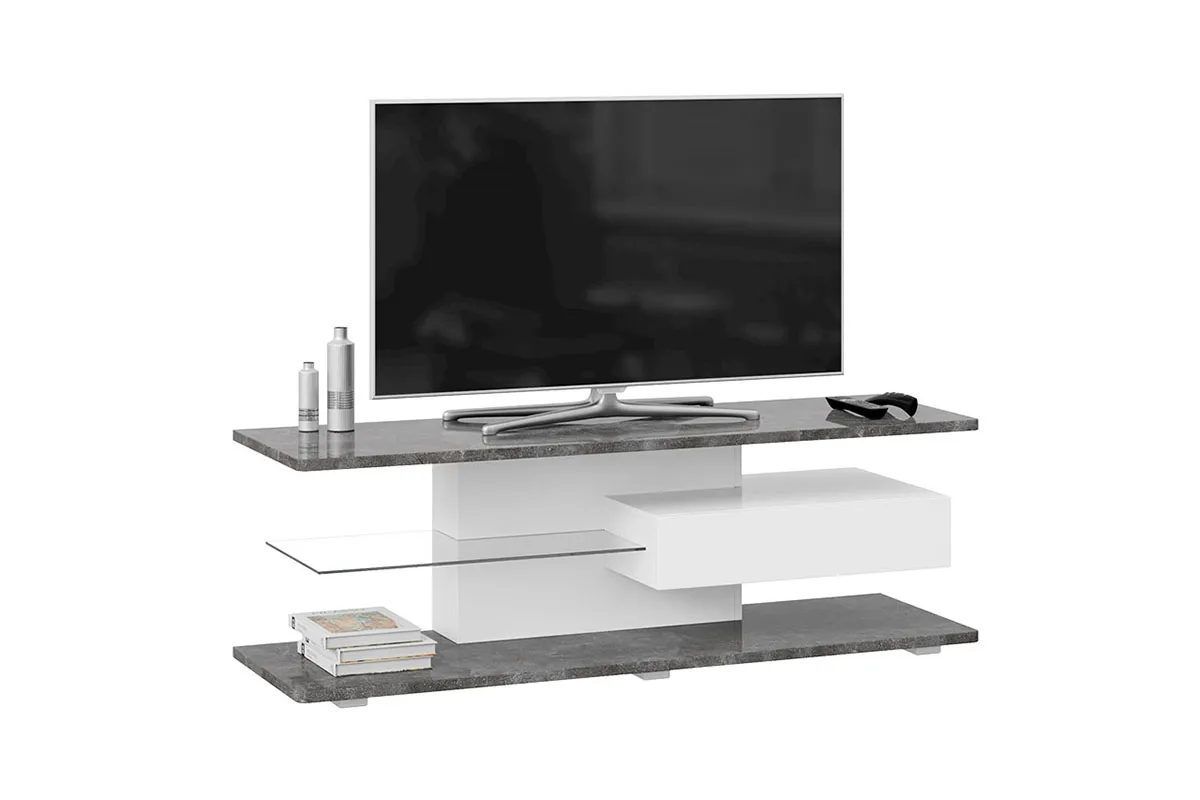 Тумба ТВ тип 1 Diamond (Белый/Ателье темный глянец) — Мебель-центр Озерцо