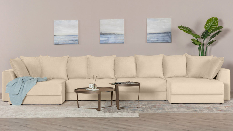 Диван Monako New П-образный с коробом для белья, Тк. Sky Velvet 21 157x455 — купить в Озерце