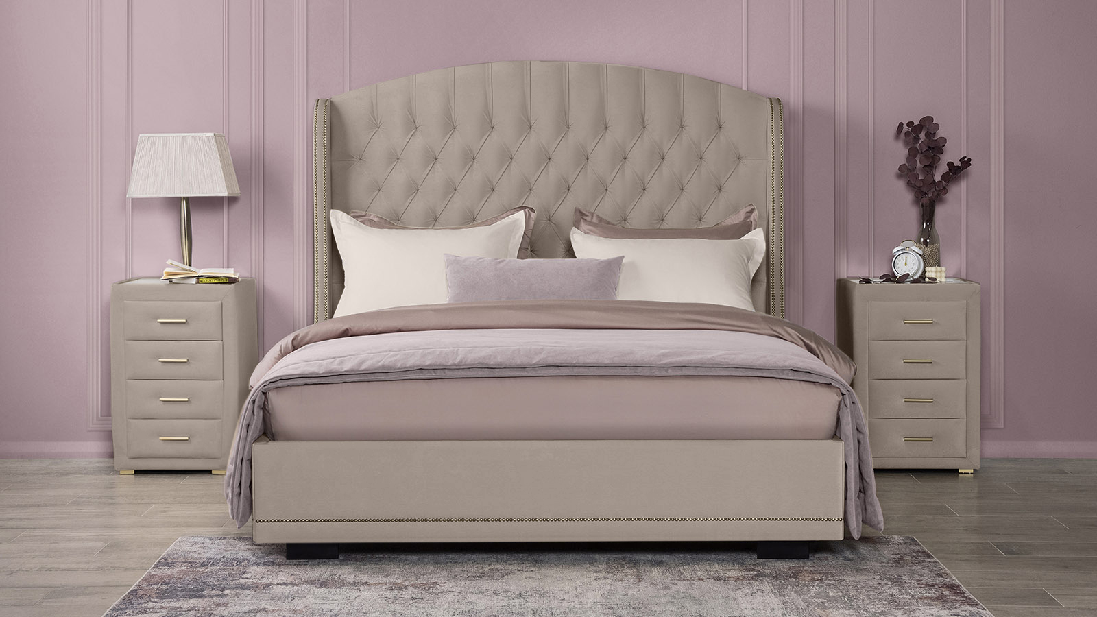 Кровать Rachel New I 160x200, Тк. Sky Velvet 03 gold - купить в Озерце
