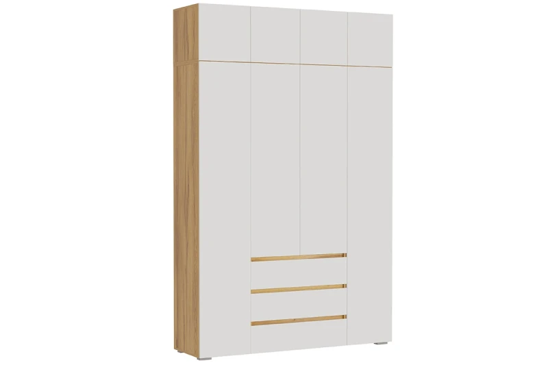Шкаф с антресолью 4-створчатый Веста (Дуб золотистый / Белый) в мебель-центре Озерцо
