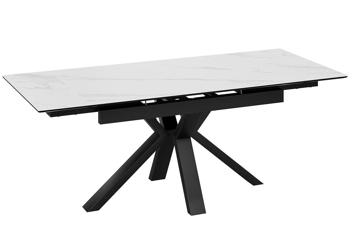 Стол обеденный Дерби Тип 1 (Черный муар/Керамика матовая белый мрамор) - купить в Озерце