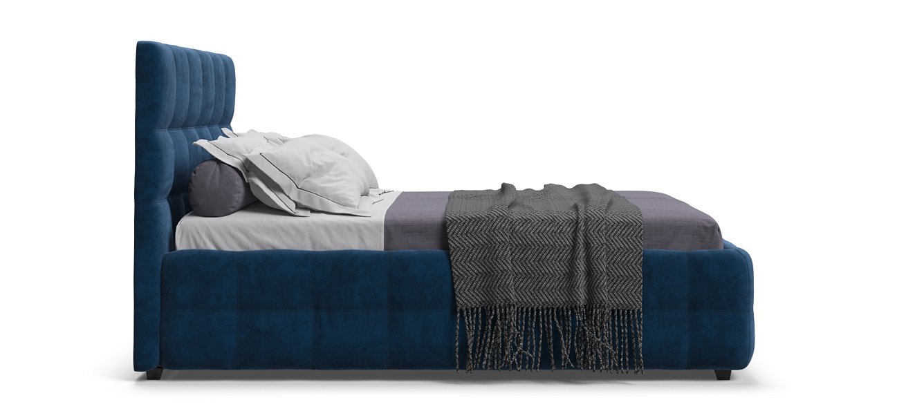 Босс Кровать+ПМ 140*200 Велюр Монолит синий - купить в Озерце