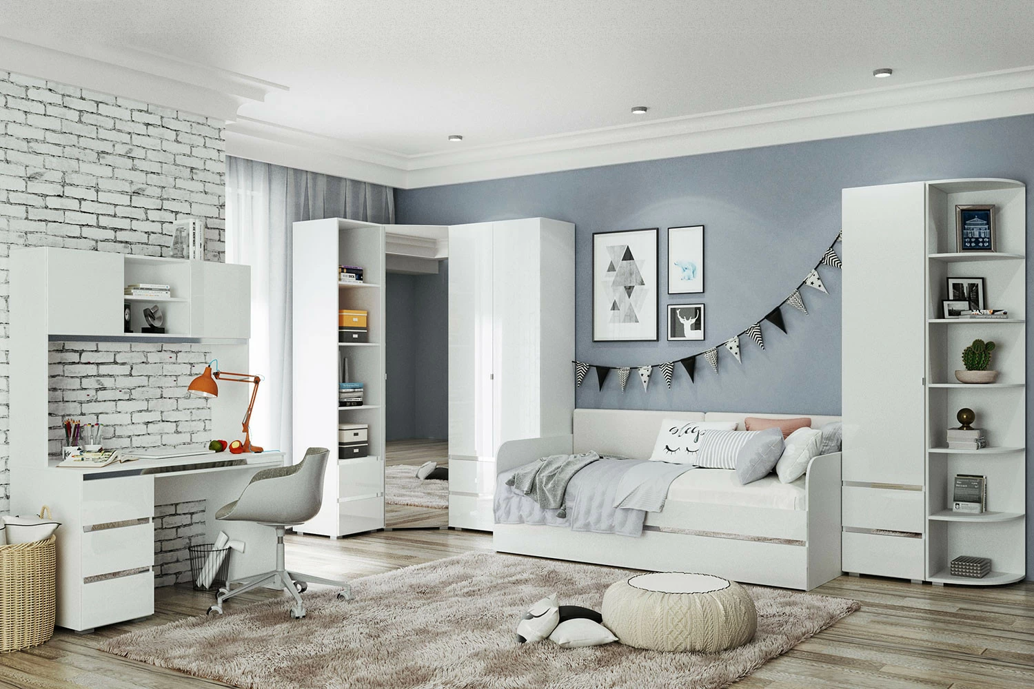 Стеллаж угловой Линда 43 (Белый снег) в мебель-центре Озерцо