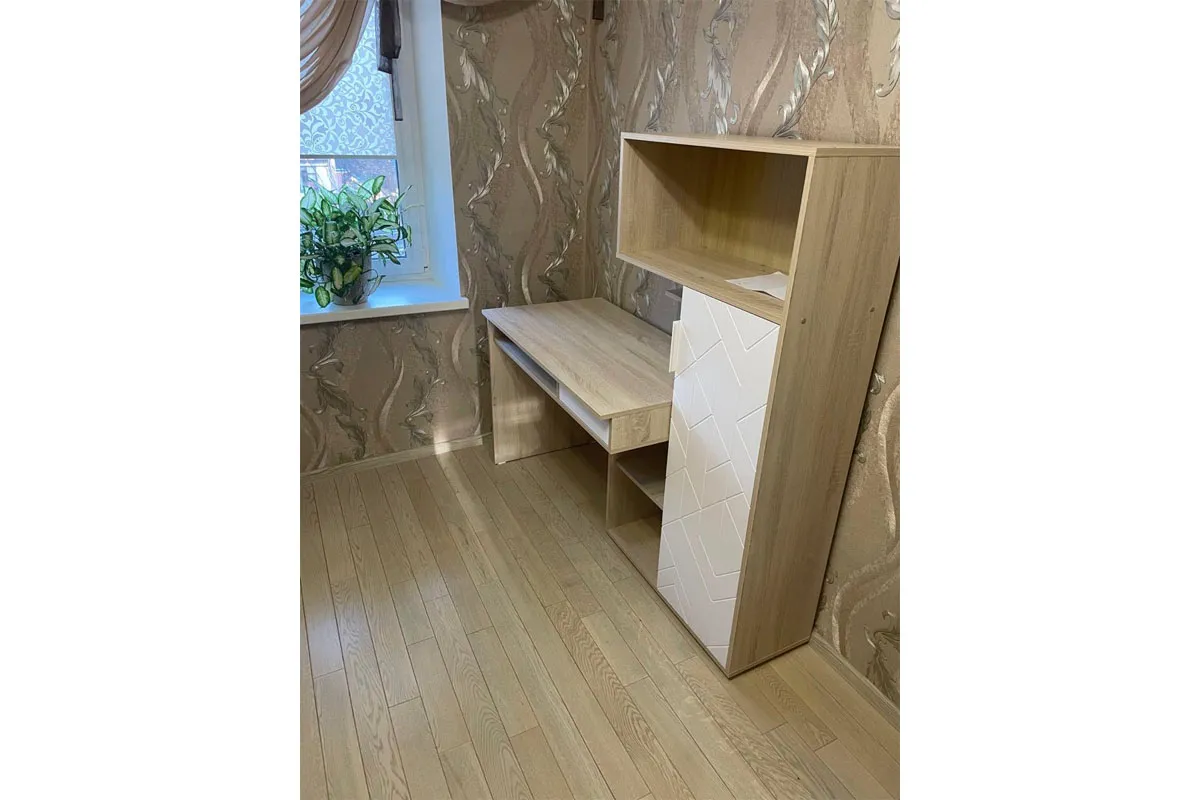 Стол компьютерный Бэйсик (Дуб сонома св/Белый) — Мебель-центр Озерцо