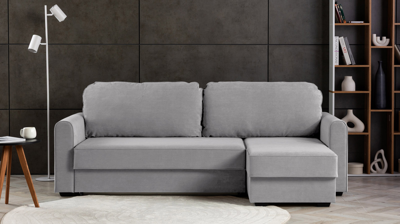 Диван -кровать угловой Magni ткань Prime Grey 144x233 — купить в Озерце