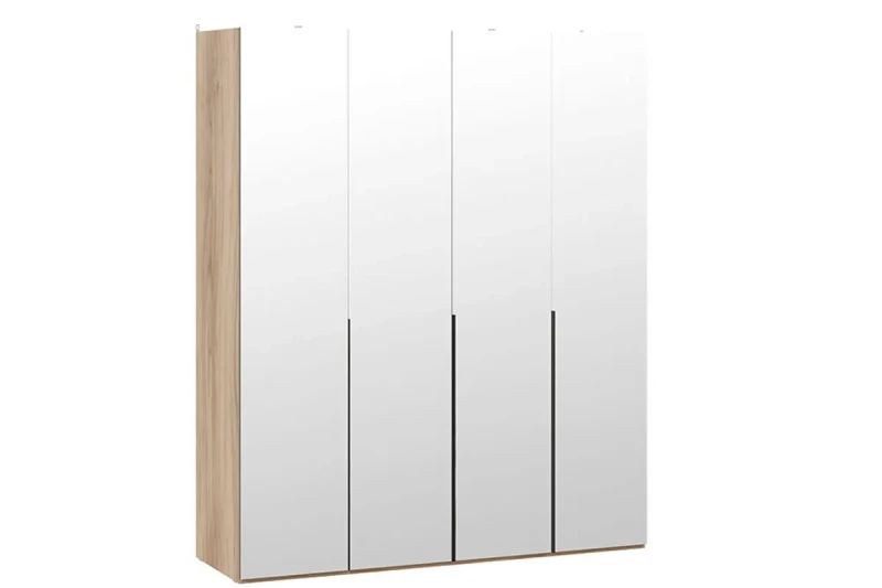 Шкаф для одежды Порто СМ-393.07.109 (580) с 4 зеркальными дверями (Яблоня Беллуно/Графит софт) в мебель-центре Озерцо