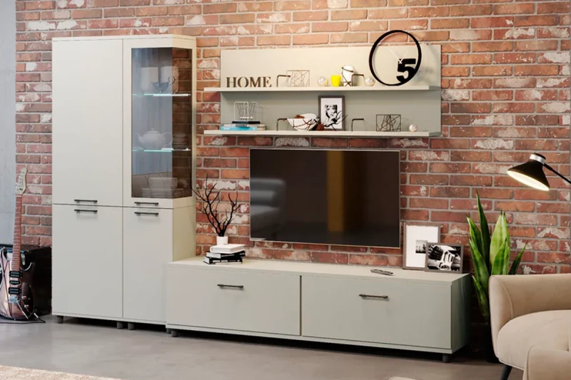 Гостиная Грейс комплект 2 (Серый Кашемир/Кашемир Матовый) — Мебель-центр Озерцо