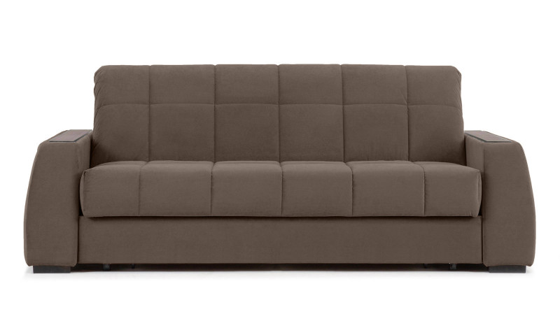 Диван - кровать Domo Pro с полками цвета венге, стежка квадрат, ткань Sky Velvet 02 160x216 — в мебель-центре Озерцо