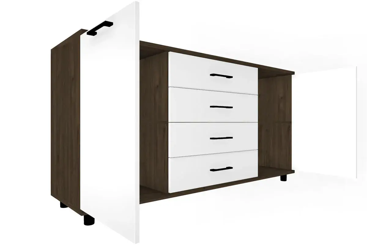 Тумба ТБ-5012-ГТ-БГ (Гикори Джексон Темный/Белый Бриллиант Глянцевый) — Мебель-центр Озерцо