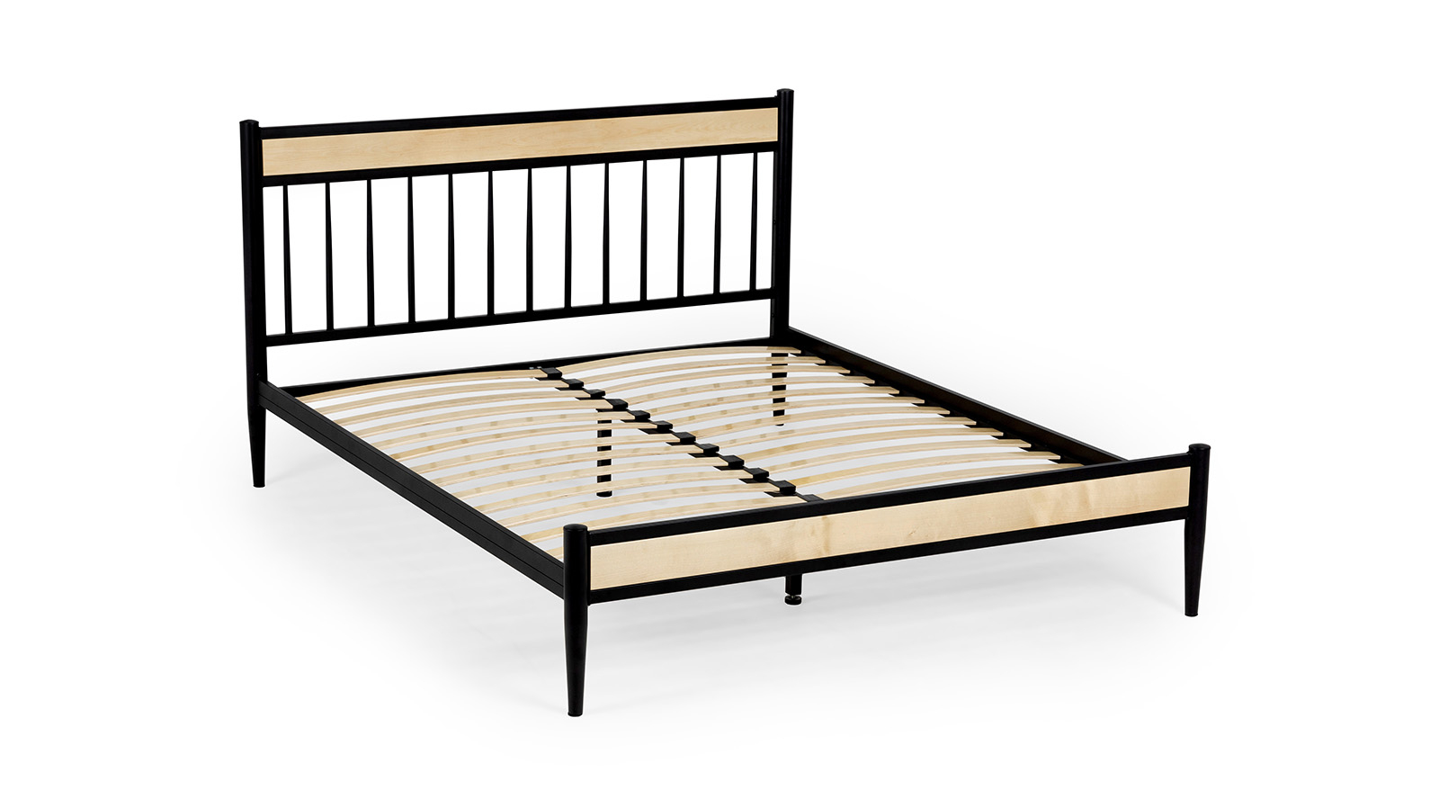 Кровать Tiara, цвет: черный шагрень+массив березы Nature 160x200 - купить в Озерце