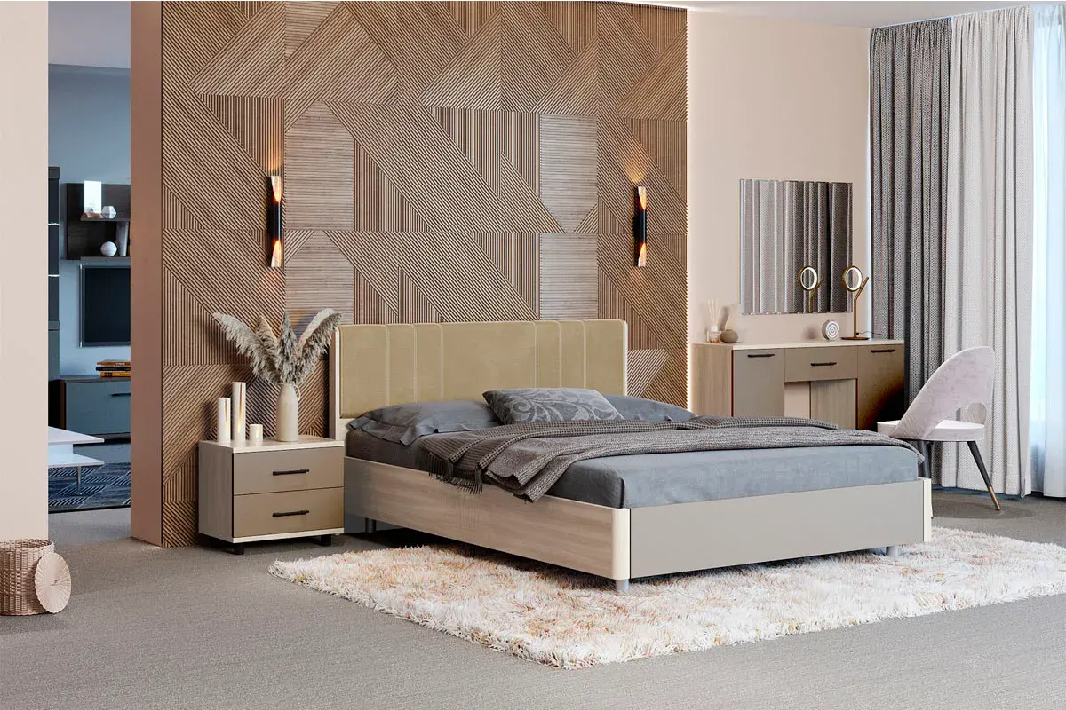 Кровать КР-5013-АС-ЛМ 160х200 (Ясень Асахи/Латте Матовый) - купить в Озерце