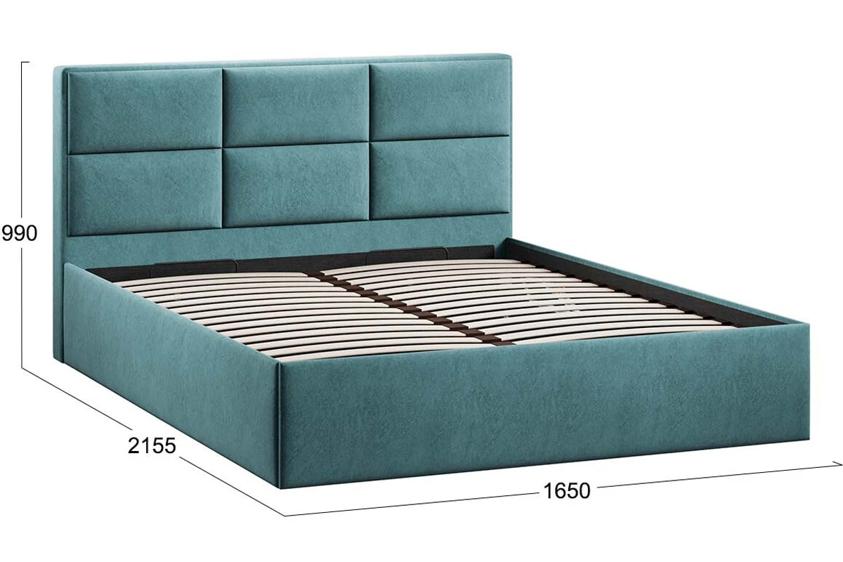 Кровать Стелла c ПМ 160х200 Тип 1 (Микровелюр/Wellmart Indigo) - купить в Озерце