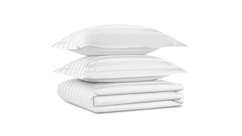 Постельное белье Askona Comfort Stripe 2.0 (односп.), цвет: Белый 140x205, без простыни в мебель-центре Озерцо