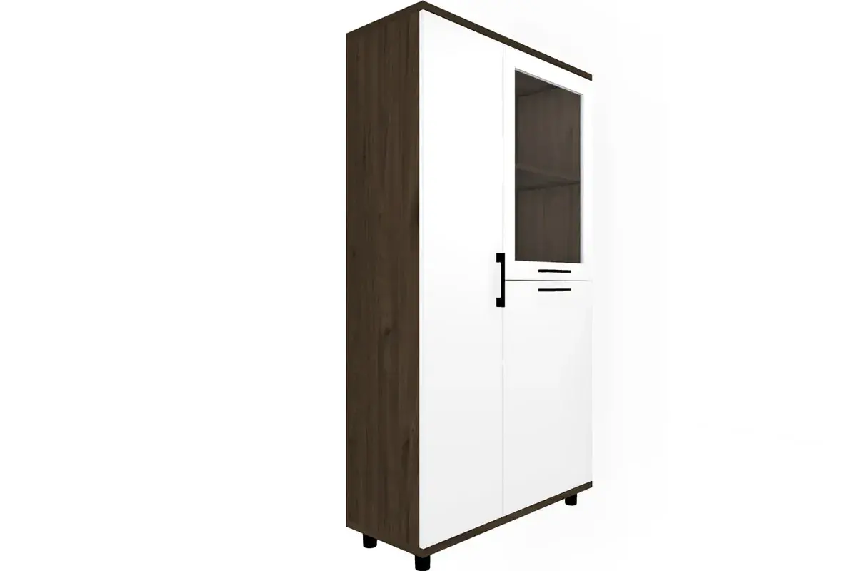 Шкаф многоцелевой ШК-5083-ГТ-БГ (Гикори Джексон Темный/Белый Бриллиант Глянцевый в мебель-центре Озерцо