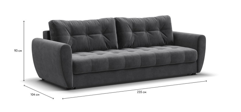 Диван Престон 2.0 велюр Monolit серый — купить в Озерце