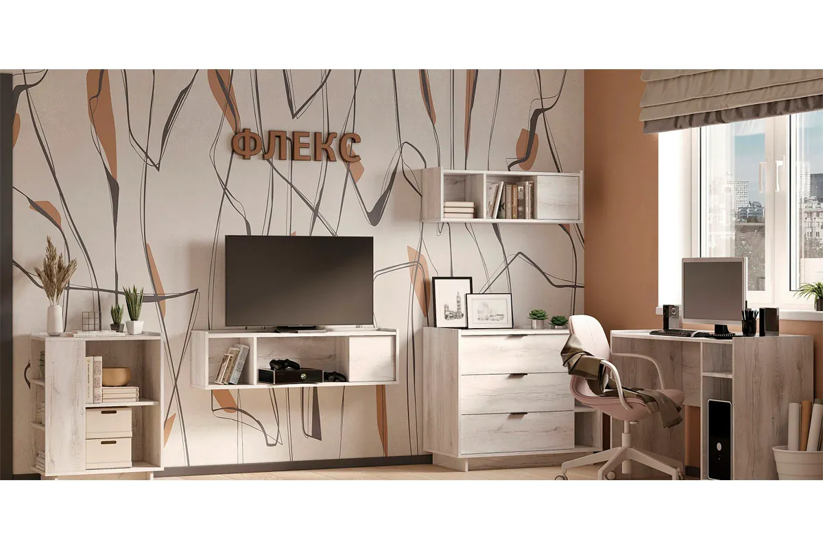 Стол компьютерный Флекс 115 (Дуб Шавиниган) — Мебель-центр Озерцо