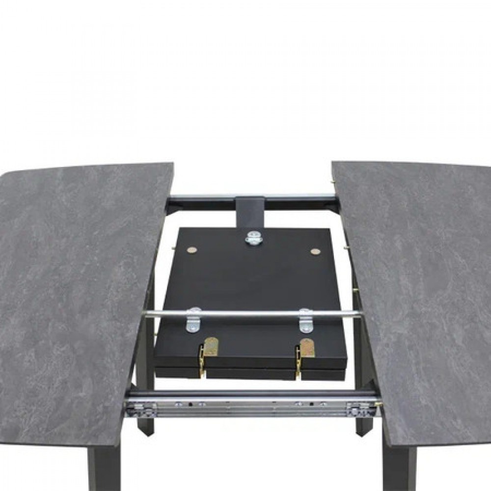 Стол МИЛАН-4 HPL 80х80/110 камень беж/муар.чер - купить в Озерце