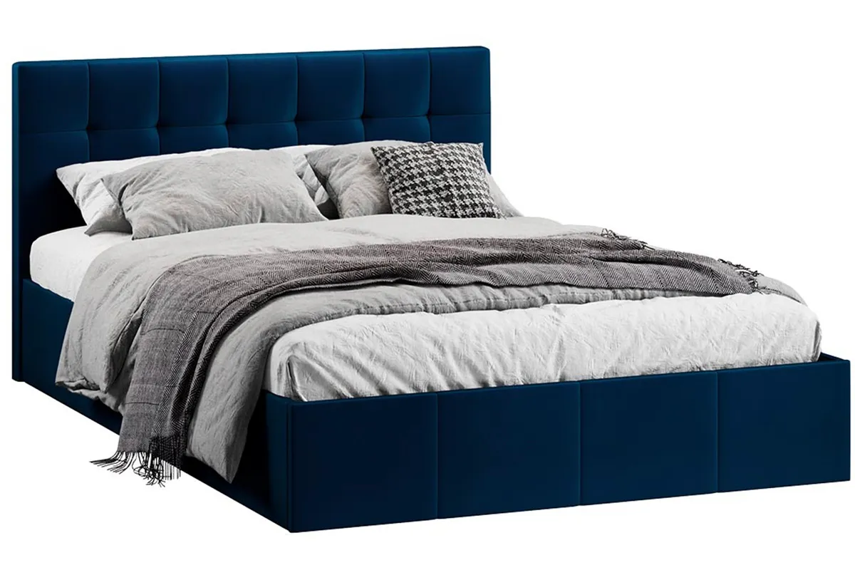 Кровать Эмма с ПМ и заглушиной 140х200 (Велюр/Confetti Blue) - купить в Озерце