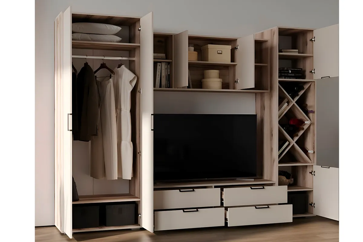 Гостиная Оливия (Делано светлый/Сатин) — Мебель-центр Озерцо