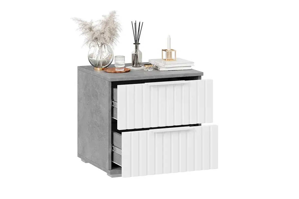 Тумба прикроватная Хилтон (Ателье светлый/Белый матовый) — Мебель-центр Озерцо