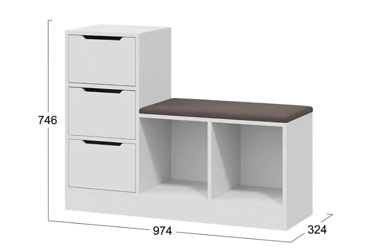 Тумба для обуви Тип 14 (Белый Ясень/Велюр Серый) — Мебель-центр Озерцо