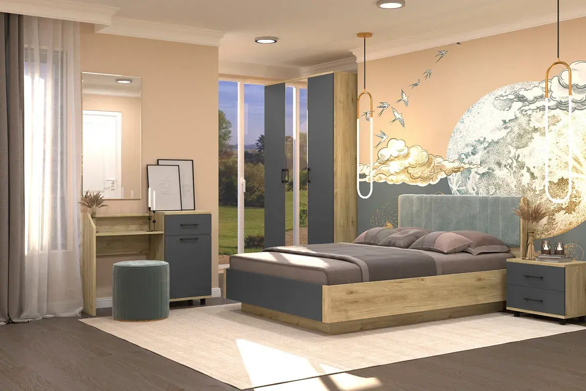 Шкаф для одежды и белья ШК-5001-ГС-АМ (Гикори Джексон Светлый/Антрацит Матовый) в мебель-центре Озерцо