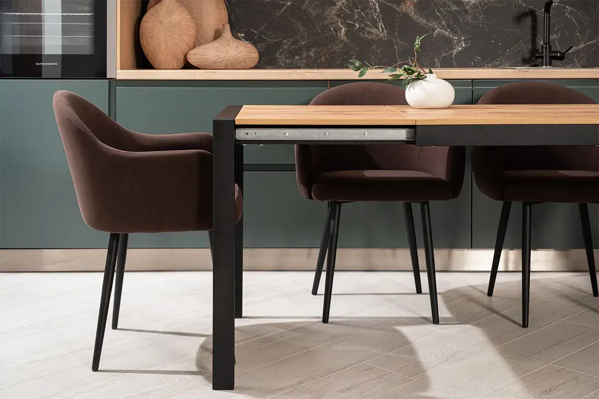 Стол обеденный Этно (Дуб вотан / Рама черная / Металл черный) - купить в Озерце