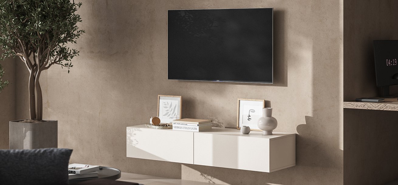 ТВ Тумба BOSS STANDART 140 Кашемир серый — Мебель-центр Озерцо