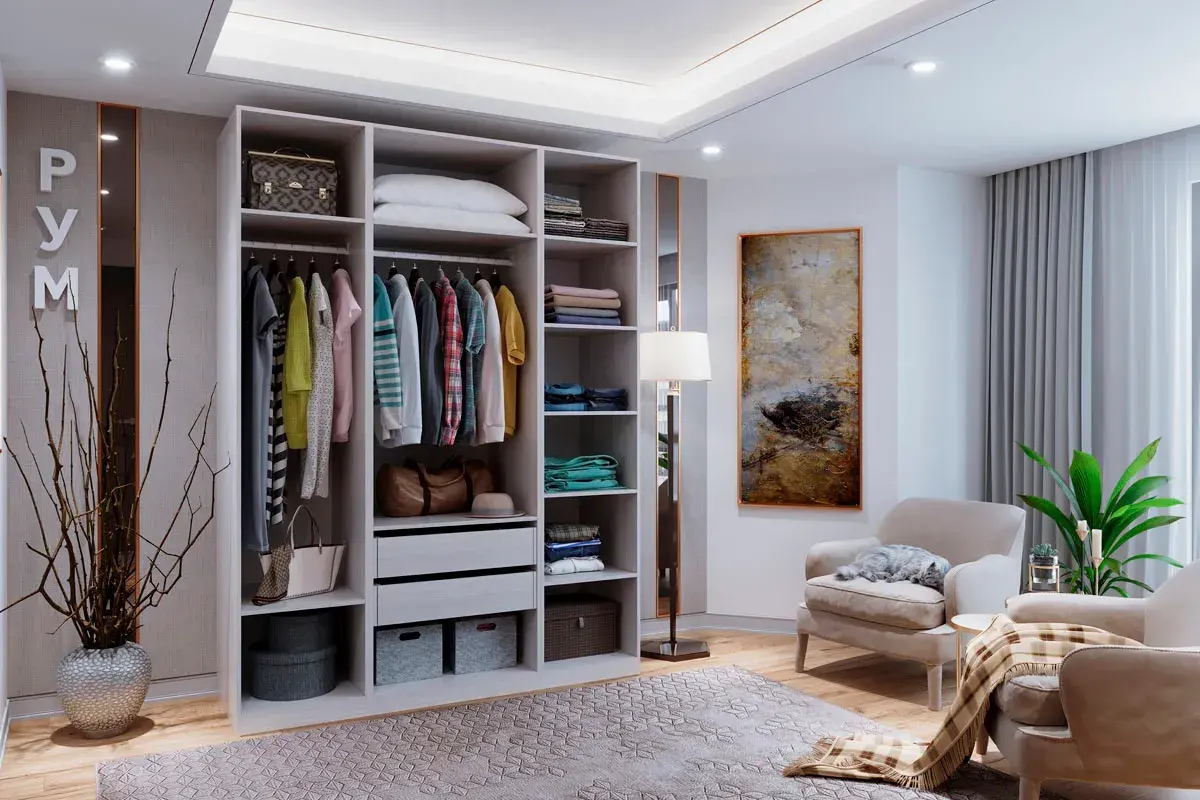 Гардеробная Рум Комплектация 4 (Ясень Анкор Светлый) — Мебель-центр Озерцо