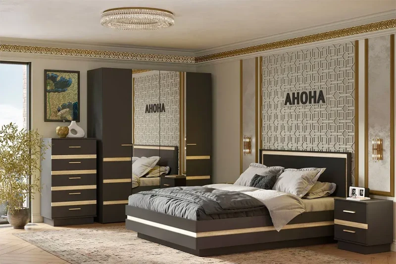 Спальня Анона (Антрацит / Дуб Сонома) - купить в Озерце