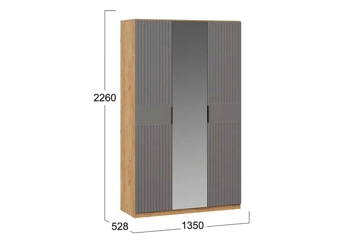 Шкаф комбинированный Хилтон (Дуб Крафт золотой/Графит матовый) в мебель-центре Озерцо