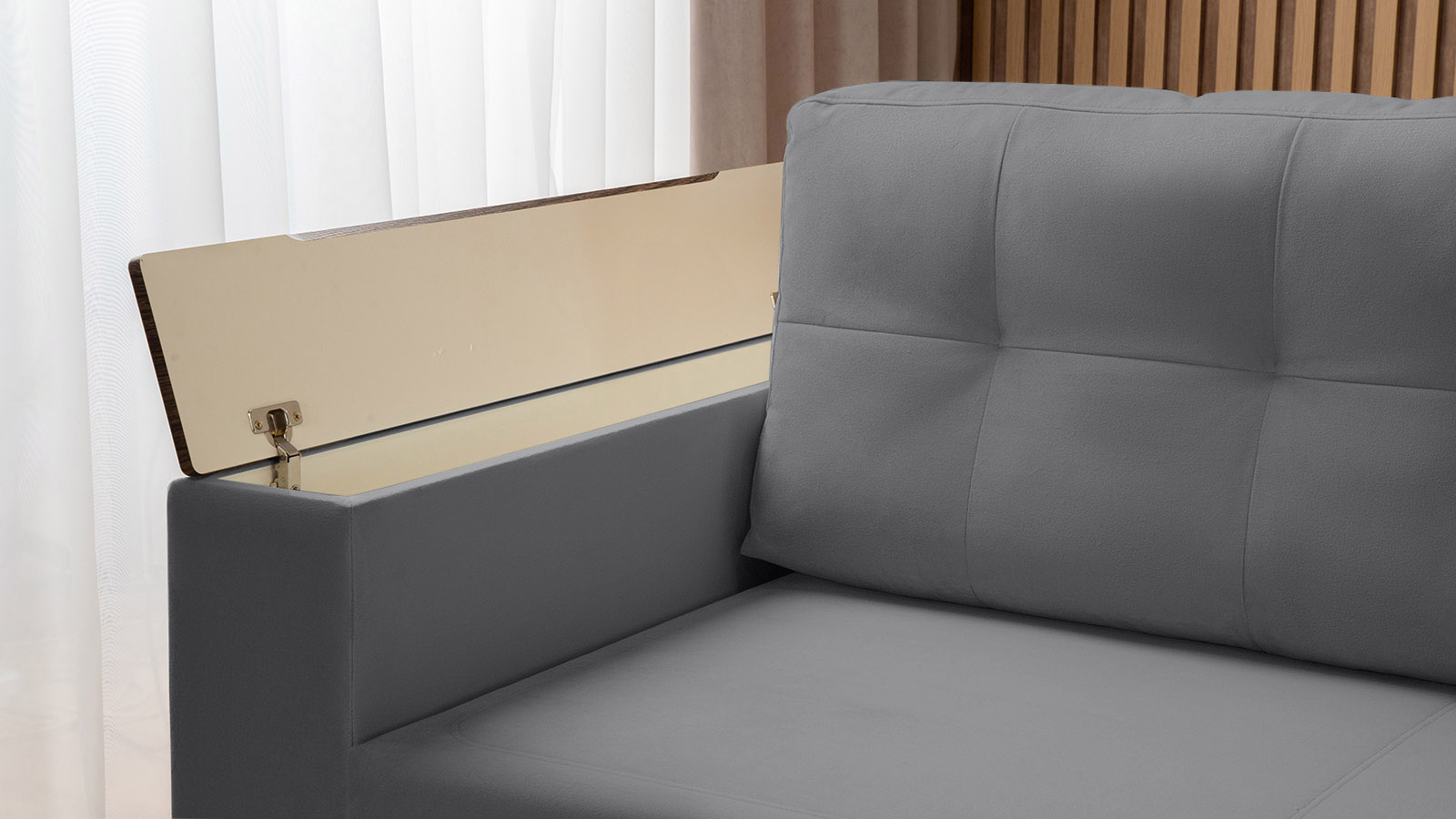 Диван угловой Loko Pro с хранением в подлокотниках, ткань Sky Velvet 16 164x212 — в мебель-центре Озерцо