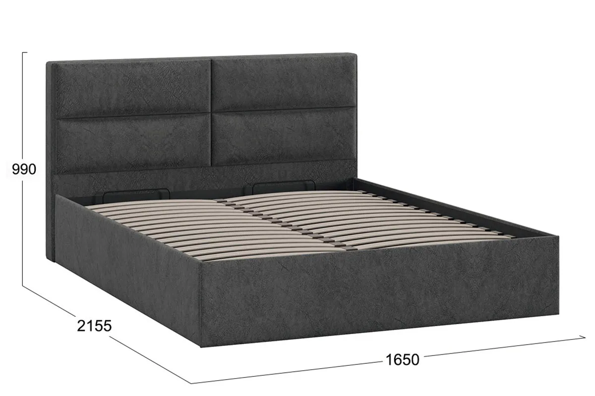 Кровать универсальная Глосс с ПМ Тип 1 и заглушиной (Микровелюр/Wellmart Graphite) - купить в Озерце