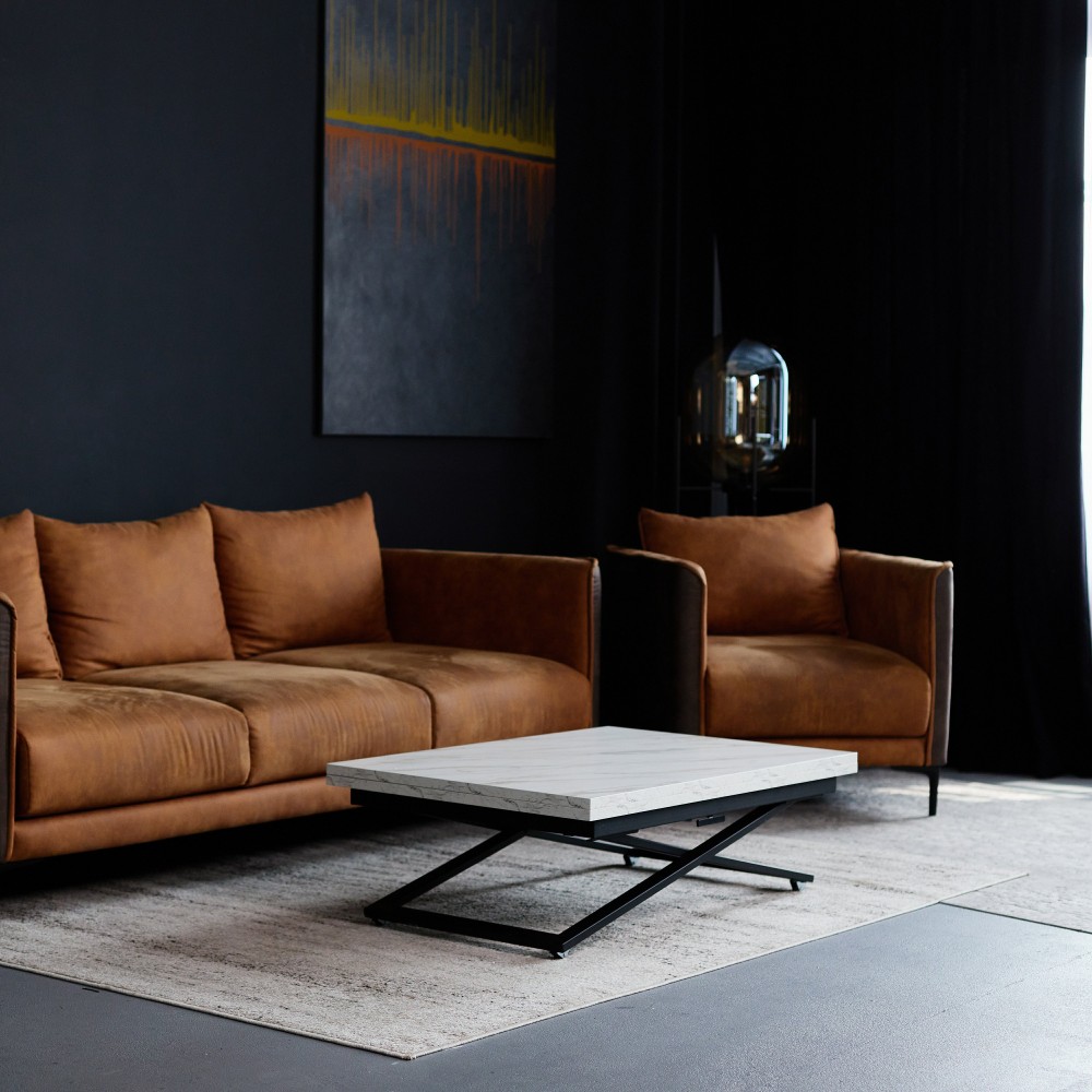 Стол-трансформер COMPACT белый мрамор/черное подстолье - купить в Минске в мебель-центре Озерцо Стол-трансформер COMPACT белый мрамор/черное подстолье - купить в Озерце