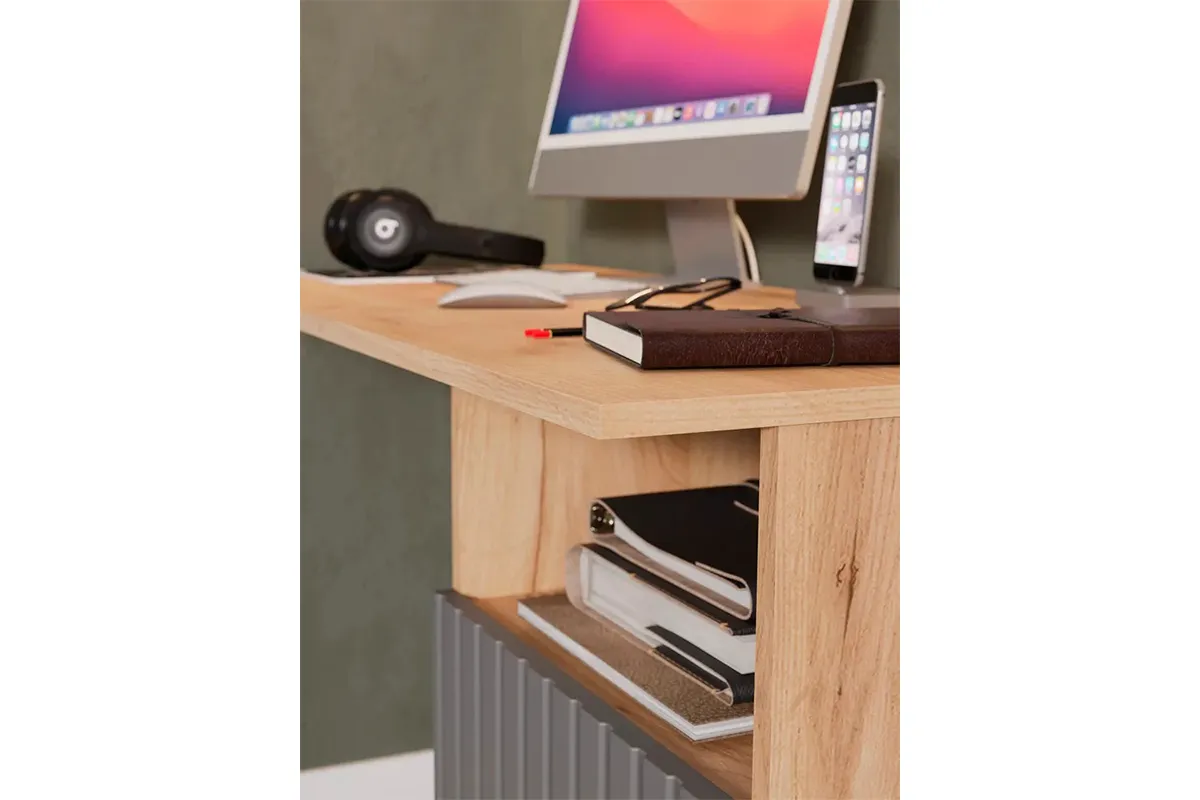 Стол письменный Хилтон Тип 1 (Дуб Крафт золотой/Графит матовый) — Мебель-центр Озерцо