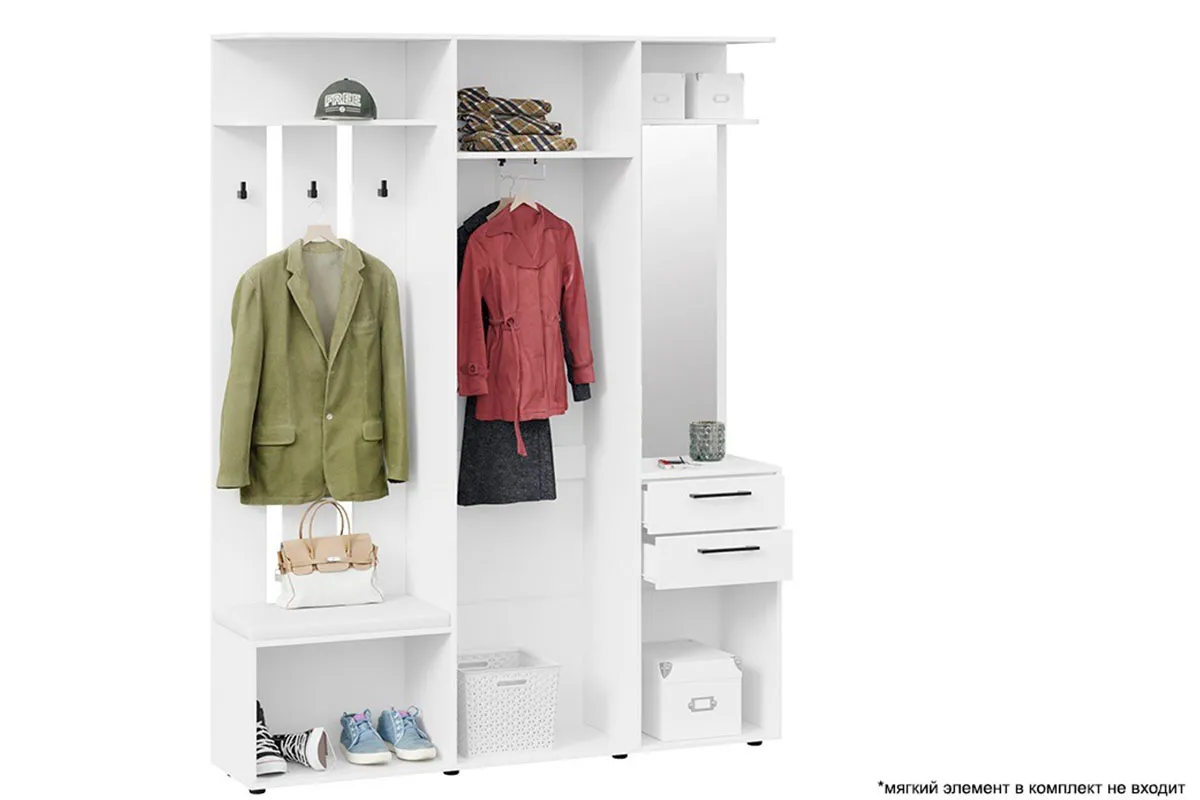 Набор мебели для прихожей Витра Тип 2 (Белый ясень) — Мебель-центр Озерцо