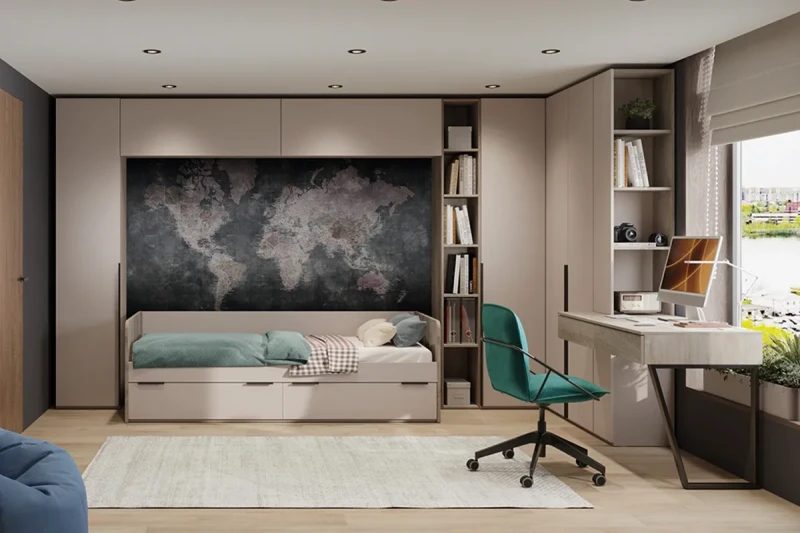 Набор детской мебели Порто №2 ГН-393.102 (Кашемир матовый / Баттл Рок / Кашемир сатин) — Мебель-центр Озерцо