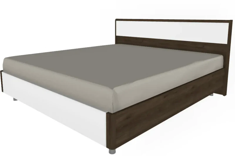 Кровать КР-5004-ГТ-БГ (Гикори Джексон Темный/Белый Бриллиант Глянцевый) - купить в Озерце