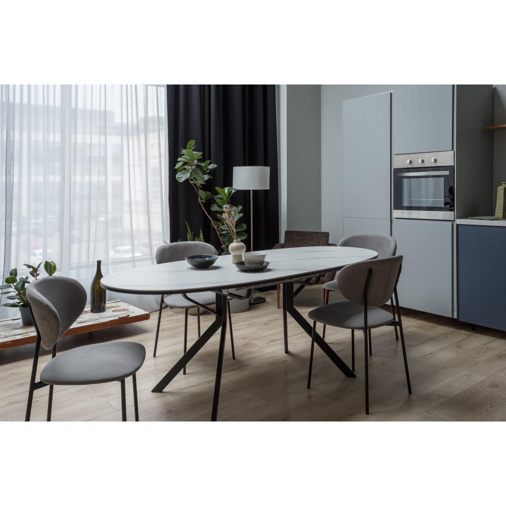 Стол ОТТАВА-2 89х150/195 керамика бел.мрамор/черный - купить в Озерце