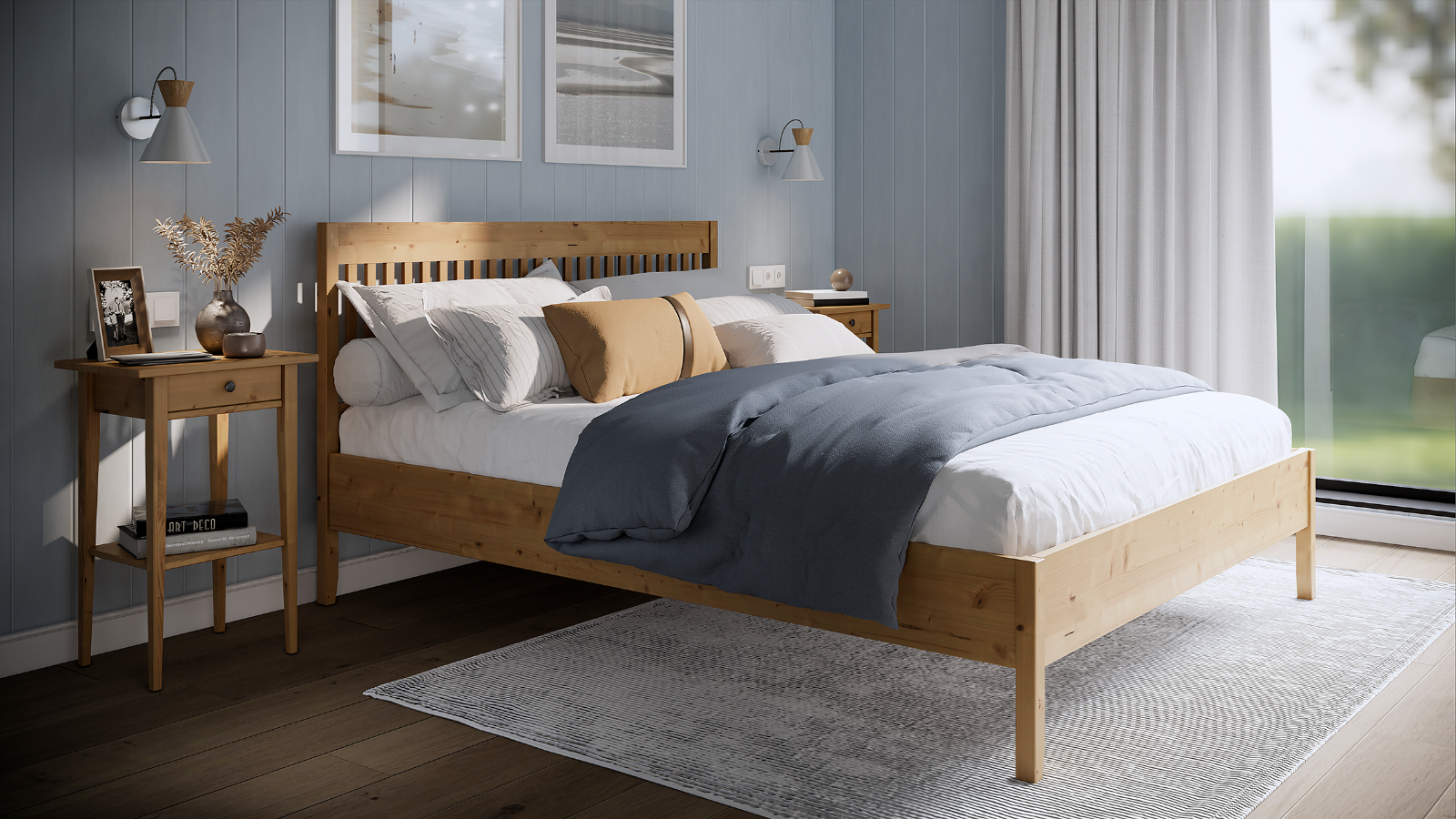 Кровать Maas массив сосны, цвет Светло-коричневый 160x200 - купить в Озерце